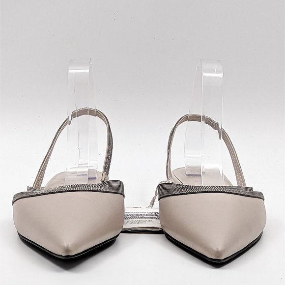 Brunello Cucinelli Women Nappa Beige Leather Slingback Flats Size 11US EUR41 - Picture 10 of 11